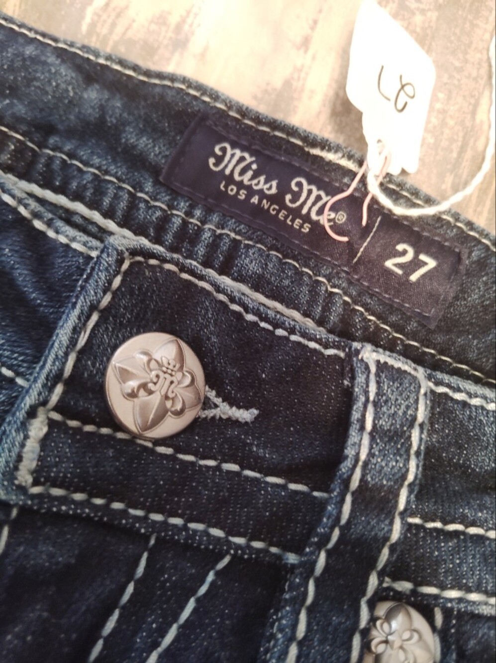 Miss Me Dark Blue Bootcut Jeans with Embroidered Pockets!! NWT ✅ Mid-Rise - Picture 12 of 16